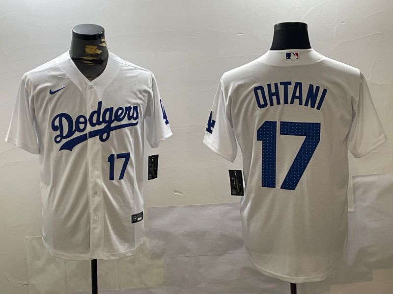 Men Los Angeles Dodgers 17 Ohtani White Game 2024 Nike MLB Jersey style 11205